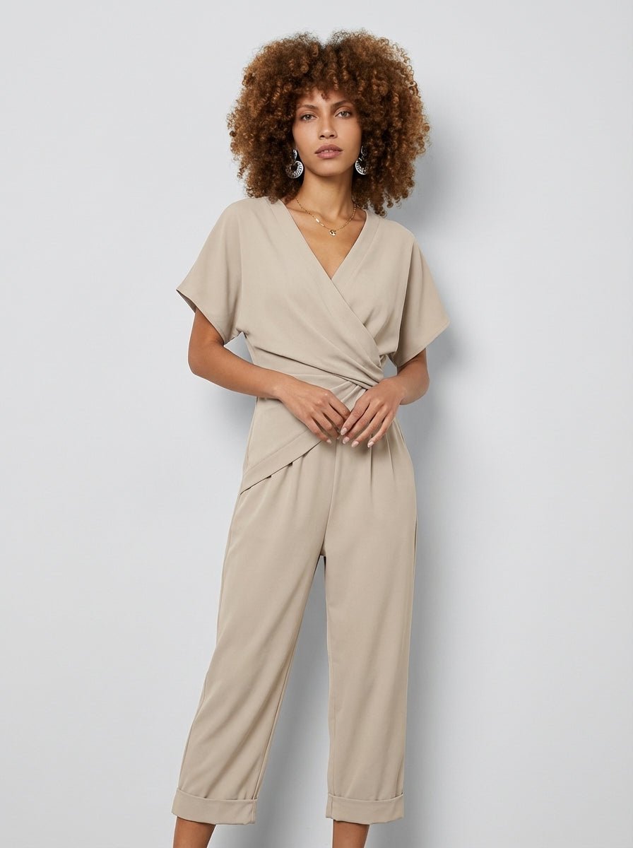 Alissa | Draped V Neck Wrap Front Jumpsuit