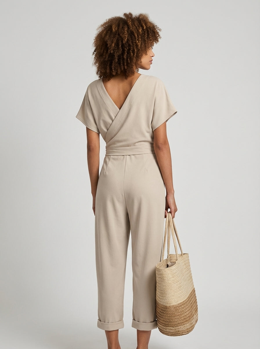 Alissa | Draped V Neck Wrap Front Jumpsuit