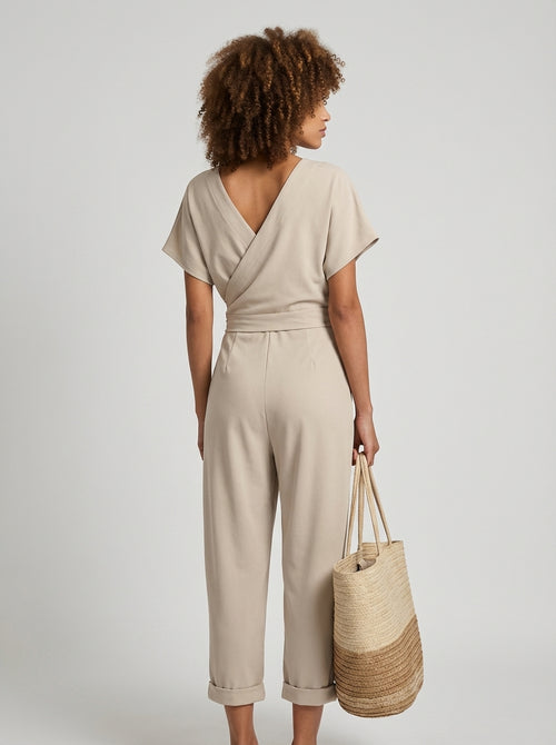 Alissa | Draped V Neck Wrap Front Jumpsuit