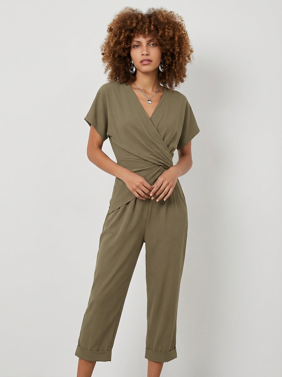 Alissa | Draped V Neck Wrap Front Jumpsuit