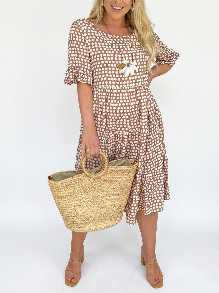 Ava | Women’s Polka Dot Midi A Line Sun Dress