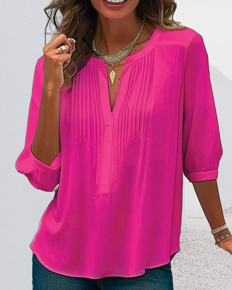 Darcy | Women’s Pleated V-Neck Summer Blouse