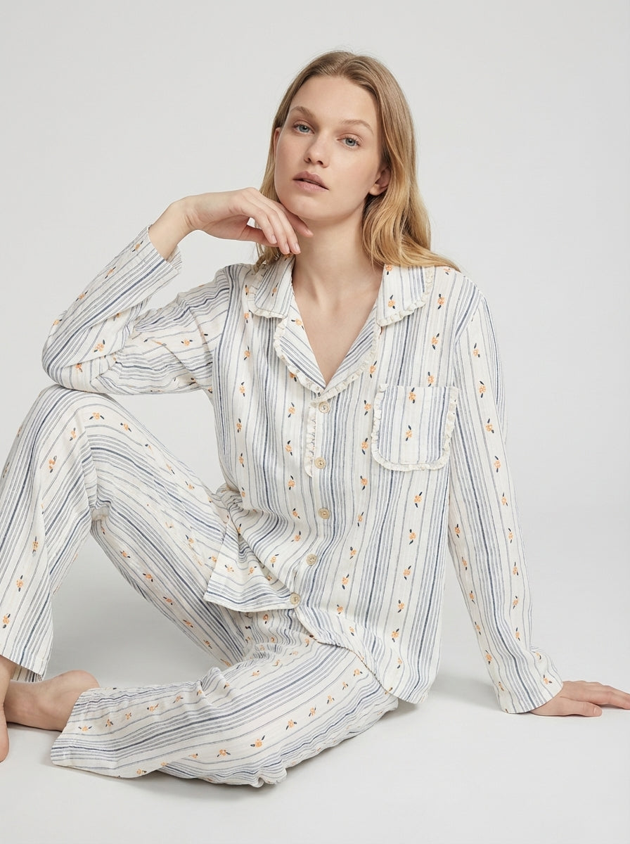 Elizabeth | Long Sleeve Button Down Pyjama Loungewear
