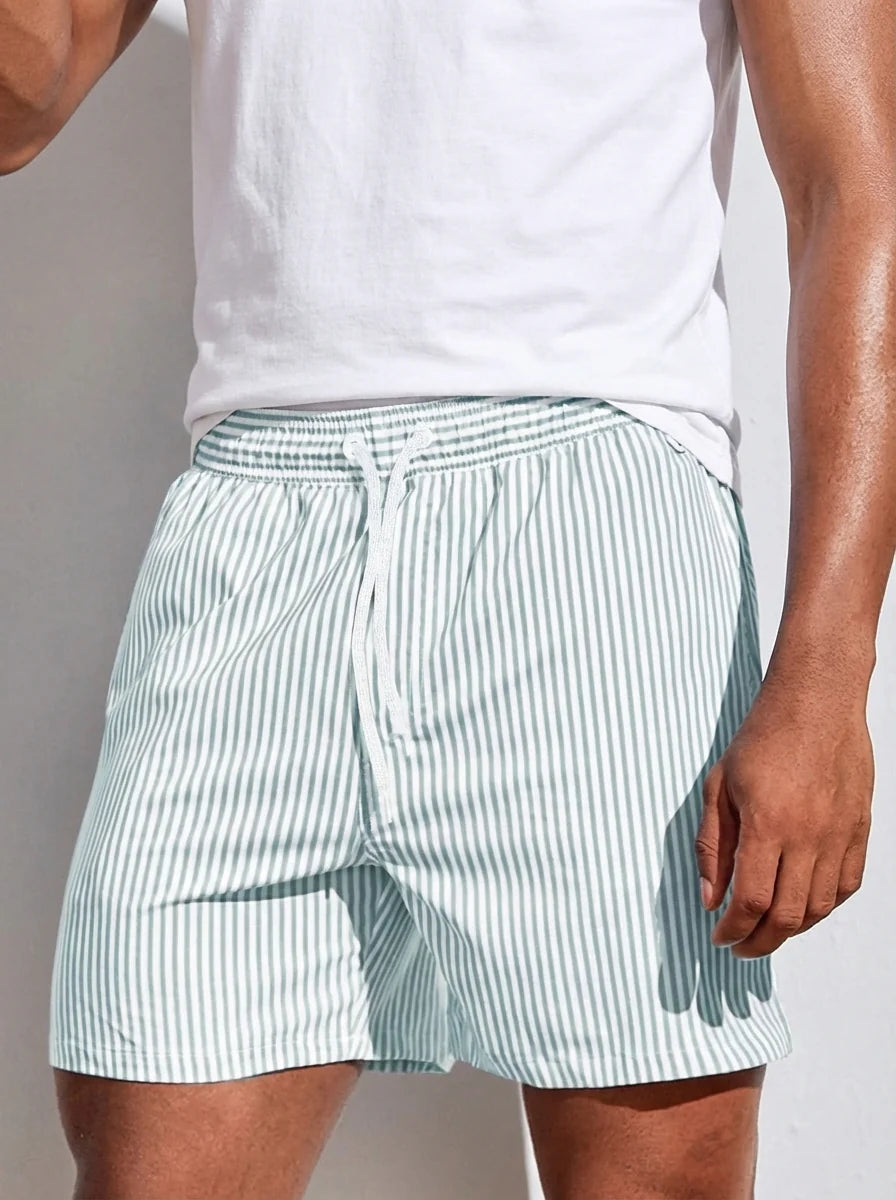 George | Men’s Elastic Waist Striped Beach Shorts