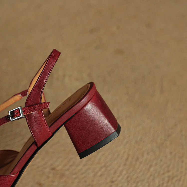 Chloe | Women’s Closed Toe Cross Strap Block Heel Pumps