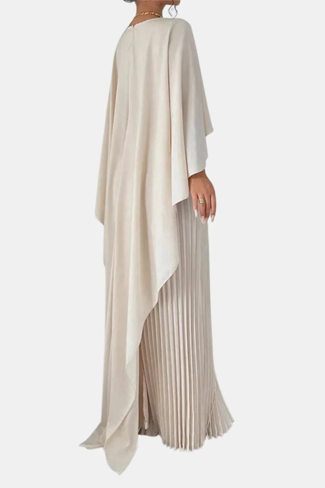 Abena | Women’s Vertical Pleated High Neck Flowy Wedding Guest Dress