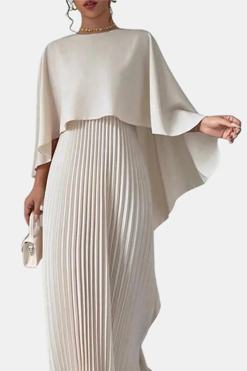Abena | Women’s Vertical Pleated High Neck Flowy Wedding Guest Dress