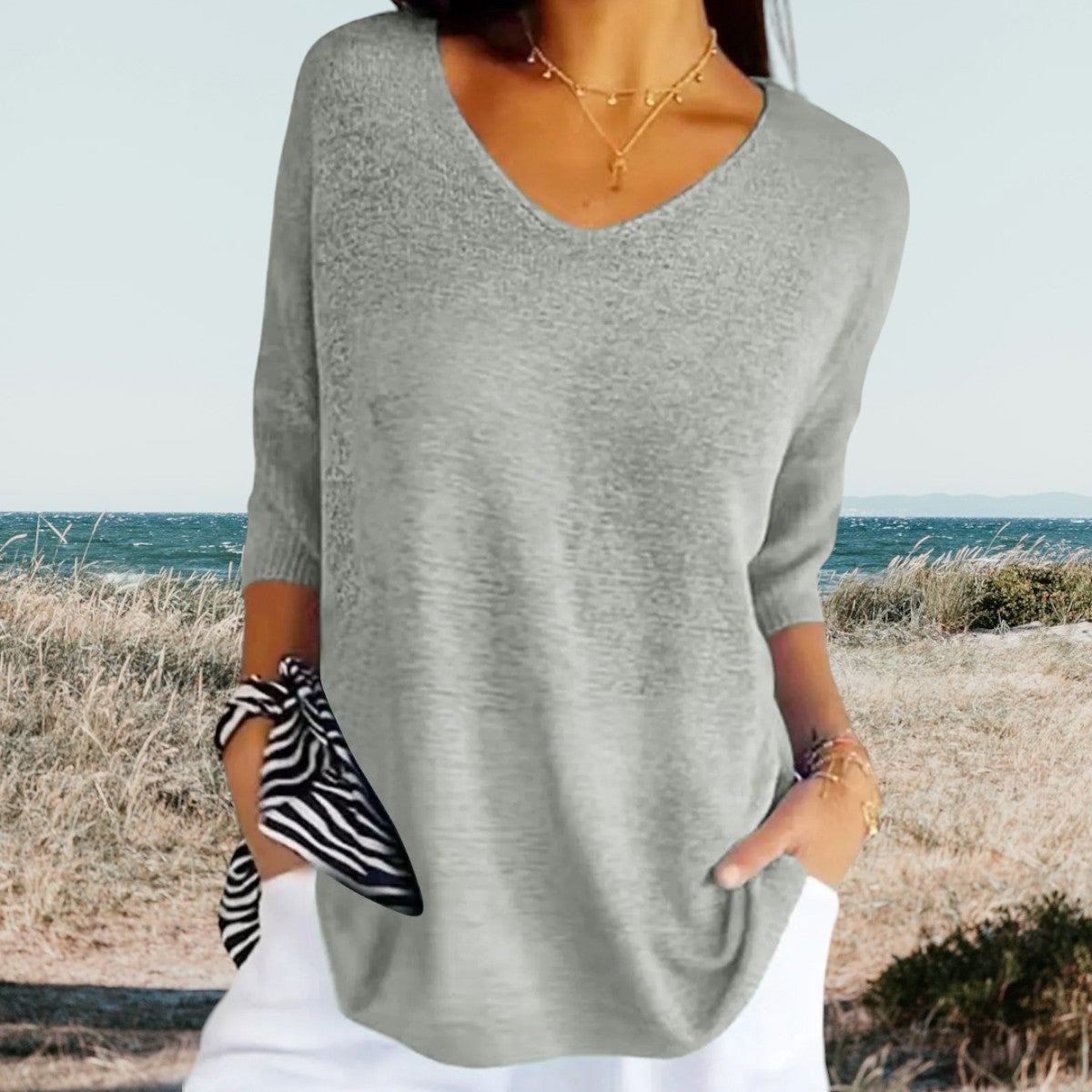 Abigail | Women's V Neck Summer Short Sleeve Top