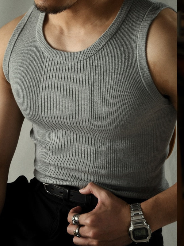 Absalom | Men’s Scoop Neck Sleevelesss Ribbed Tank Top