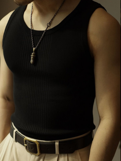 Absalom | Men’s Scoop Neck Sleevelesss Ribbed Tank Top