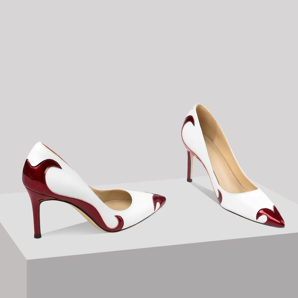 Acacia | Women's Contrast Slip On Pointed Toe Stiletto Heels