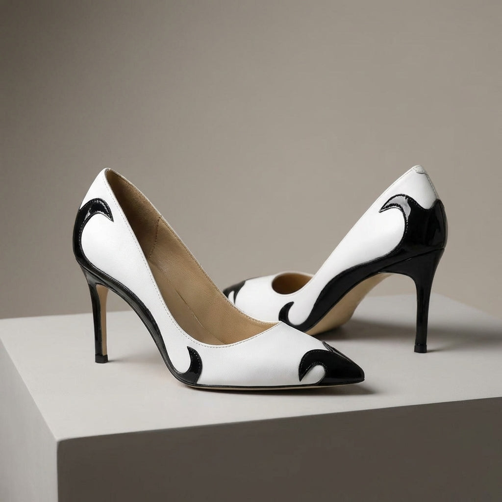Acacia | Women's Contrast Slip On Pointed Toe Stiletto Heels