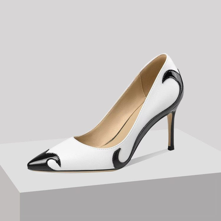 Acacia | Women's Contrast Slip On Pointed Toe Stiletto Heels