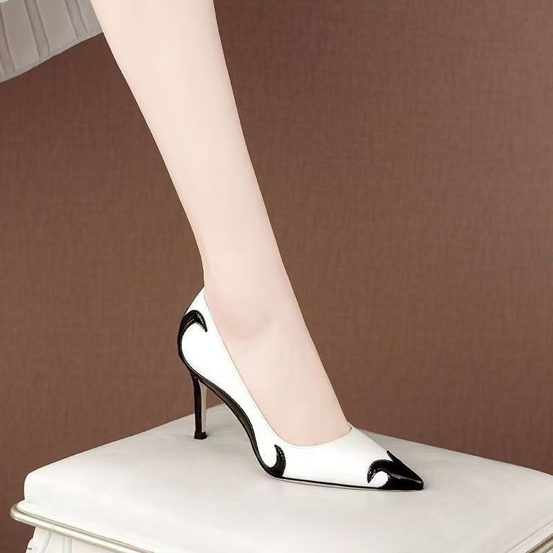 Acacia | Women's Contrast Slip On Pointed Toe Stiletto Heels