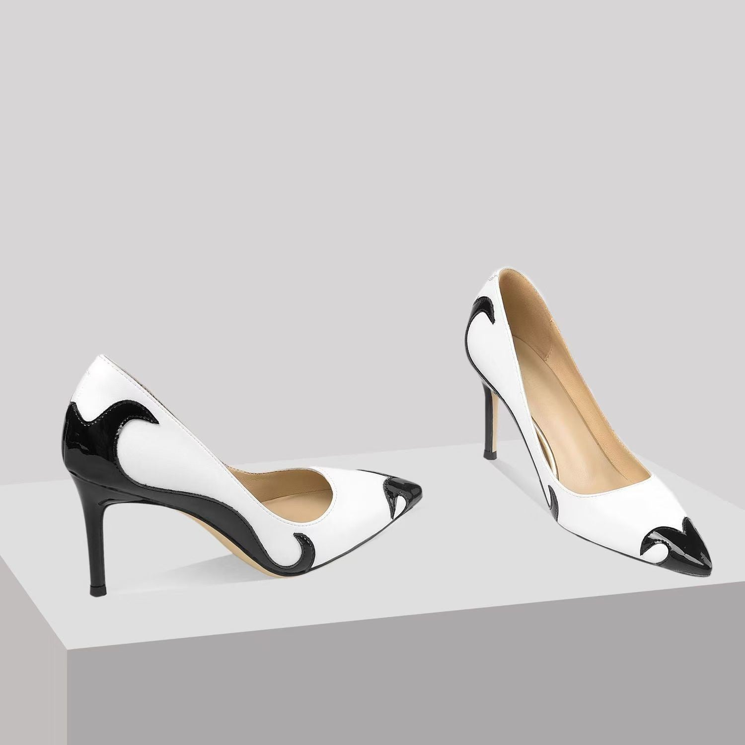 Acacia | Women's Contrast Slip On Pointed Toe Stiletto Heels