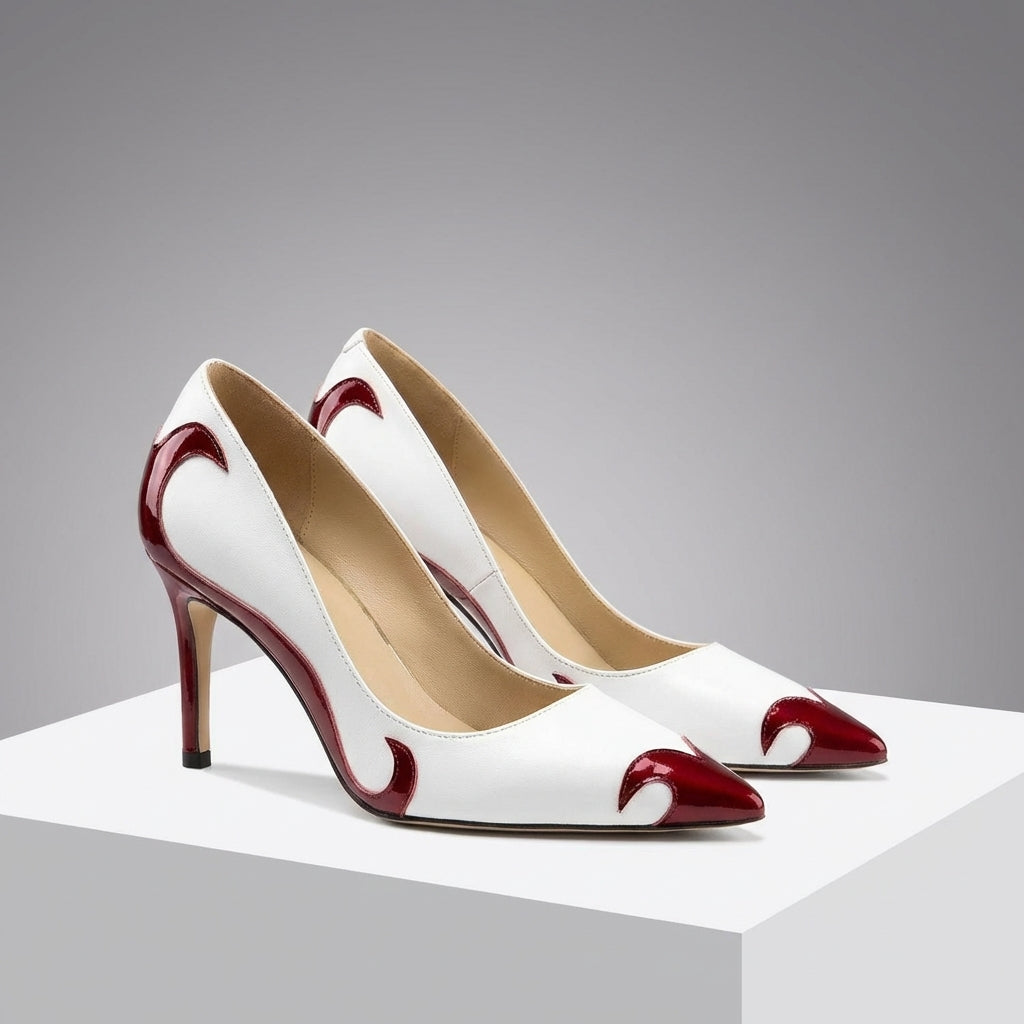 Acacia | Women's Contrast Slip On Pointed Toe Stiletto Heels
