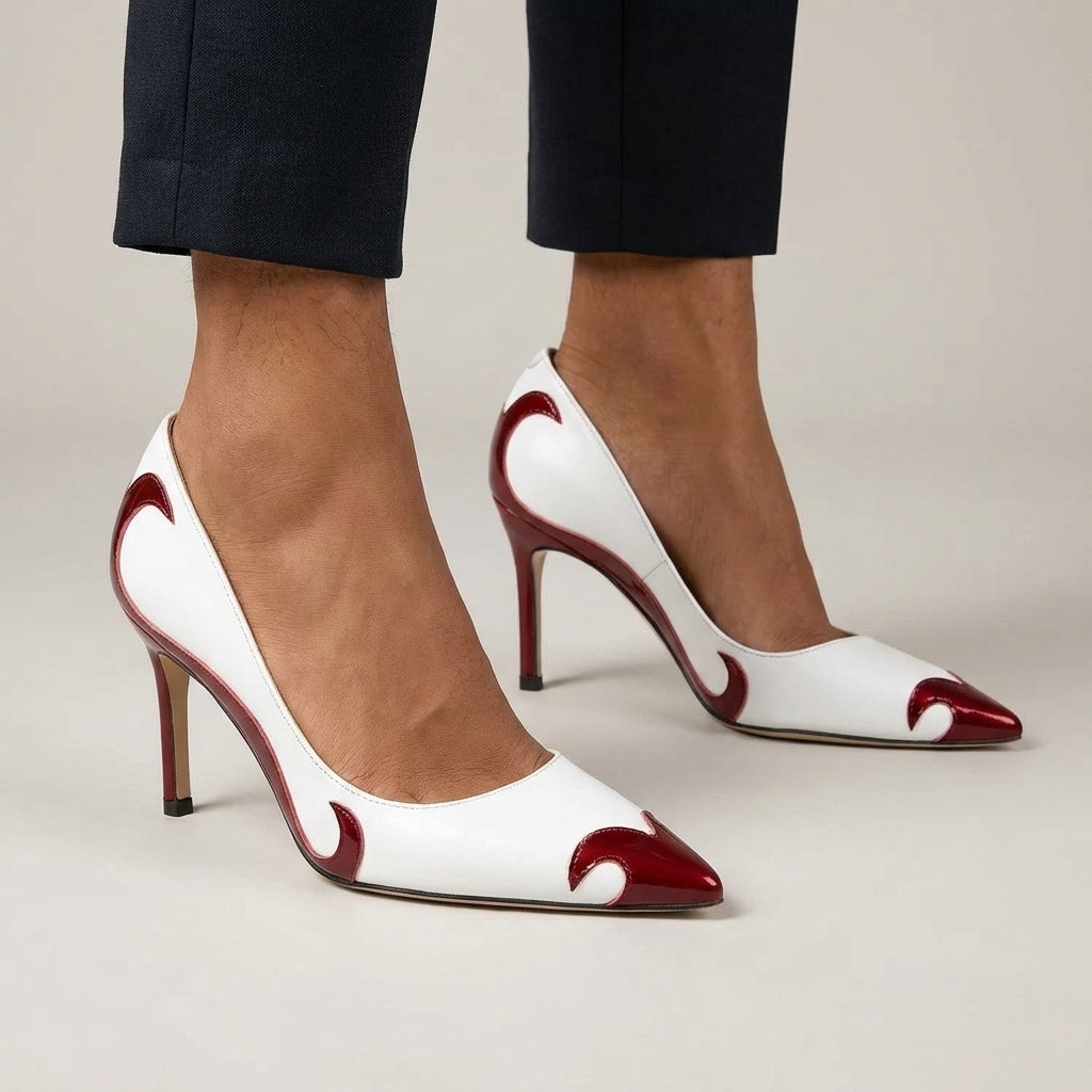 Acacia | Women's Contrast Slip On Pointed Toe Stiletto Heels