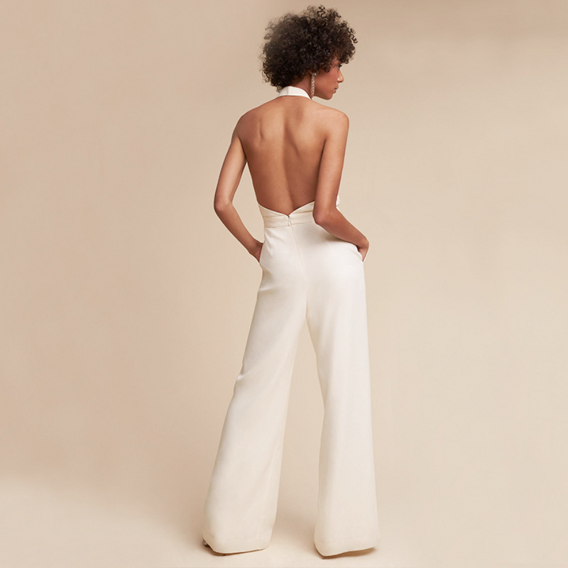Acantha | Women's Wide Leg V-Neck Backless Jumpsuit
