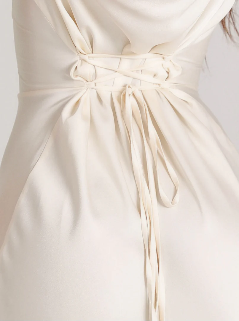 Aceria | Women's Long Sleeve Fitted Cowl Neck Wedding Guest Dress