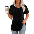 Adaeze | Women's Short Sleeve Pleated Round Neck Top