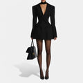 Adalyn | Women's Fitted Long Sleeve V Neck Black Mini Dress