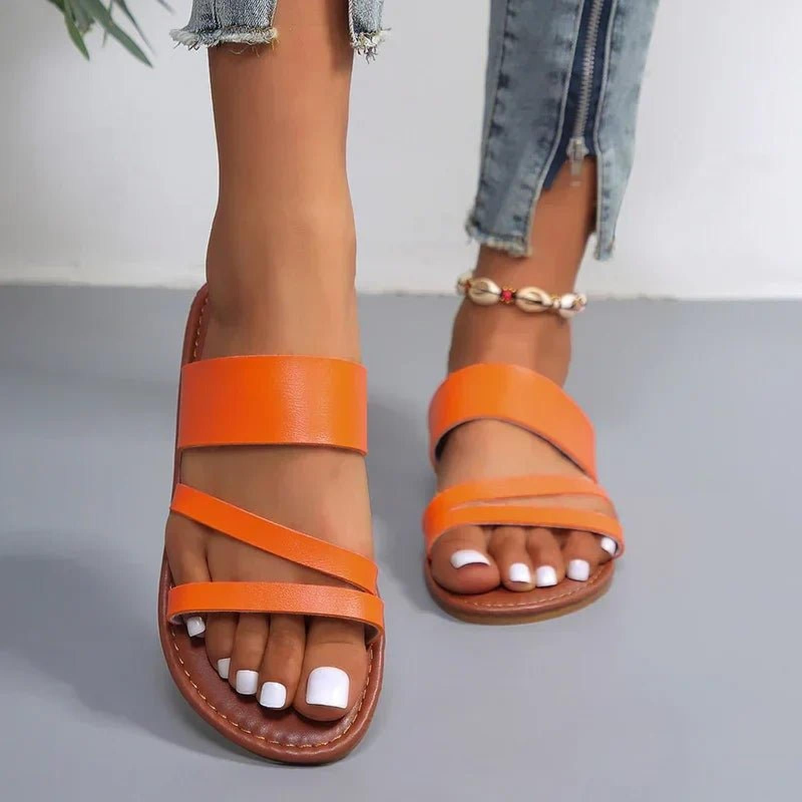 Adaora | Women's Strappy Flat Open Toe Backless Slides