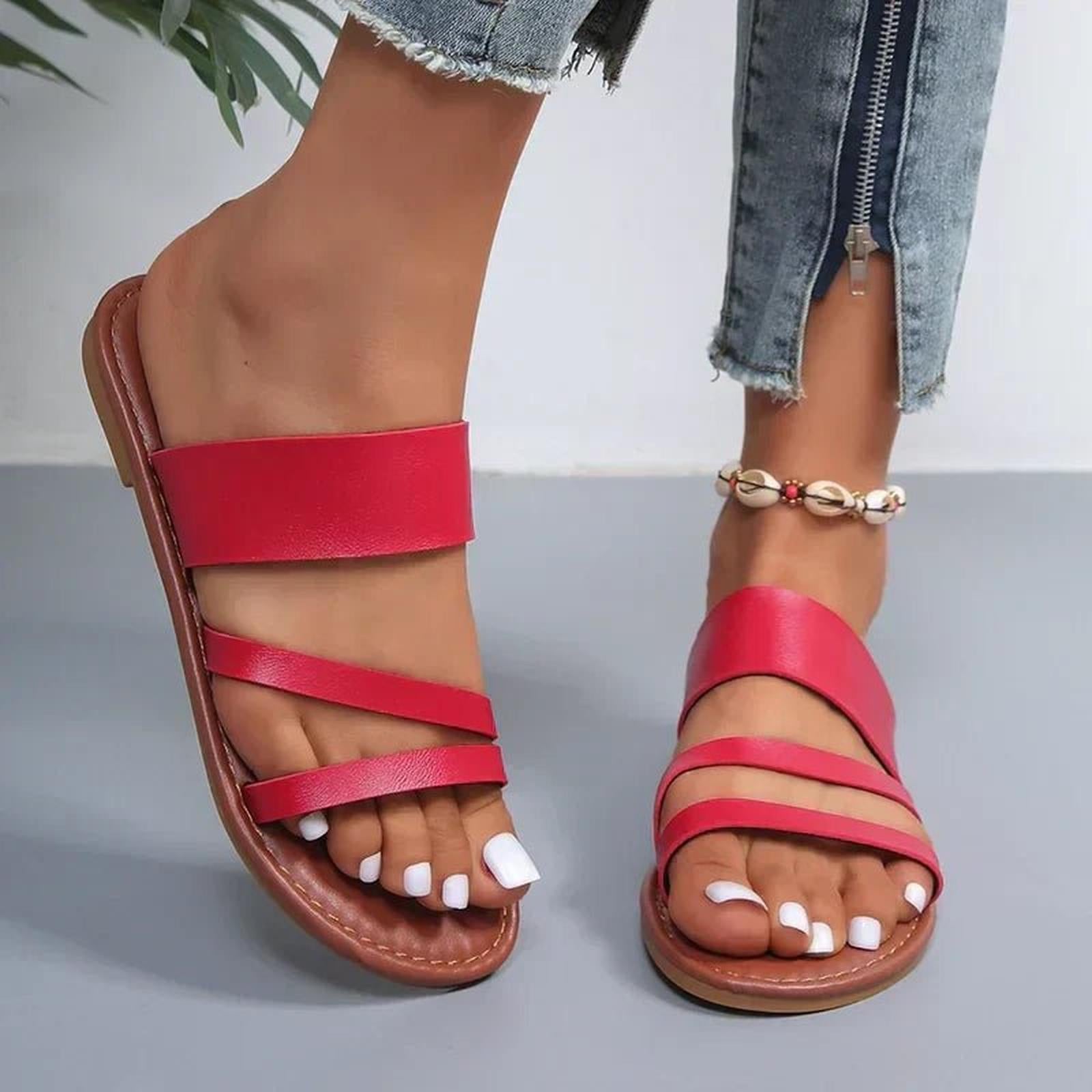 Adaora | Women's Strappy Flat Open Toe Backless Slides