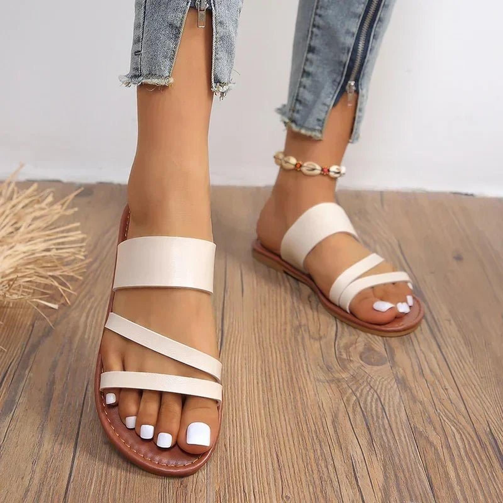 Adaora | Women's Strappy Flat Open Toe Backless Slides