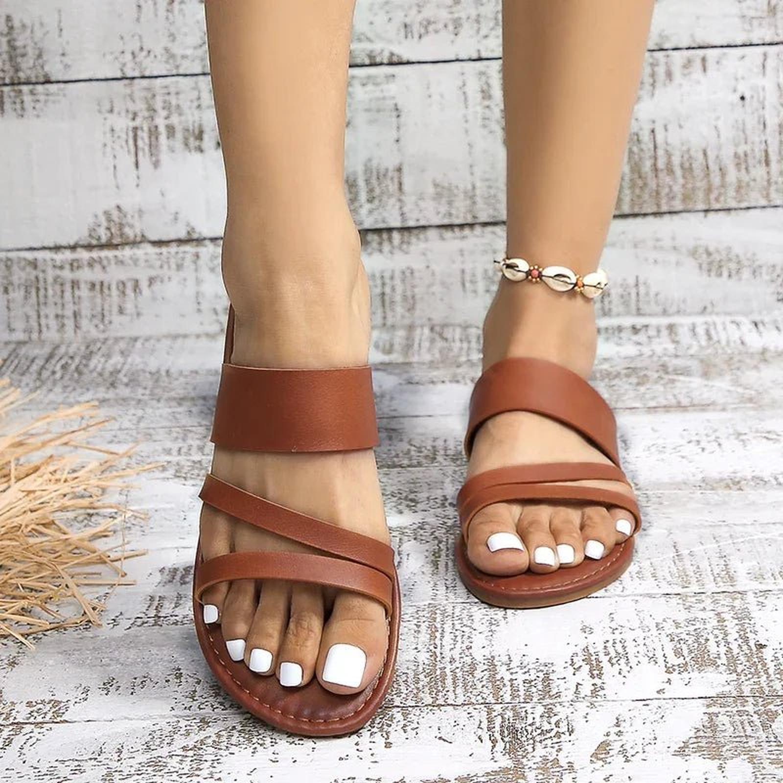 Adaora | Women's Strappy Flat Open Toe Backless Slides