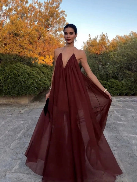 Adonia | Women’s Backless Sheer Wedding Guest Dress