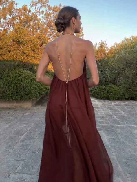 Adonia | Women’s Backless Sheer Wedding Guest Dress