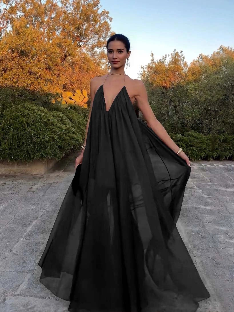 Adonia | Women’s Backless Sheer Wedding Guest Dress