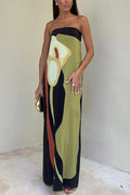 Adonya | Women's Abstract Floral Strapless Maxi Dress