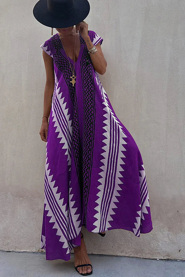 Adreana | Women's Geometric A-Line Summer Maxi Dress