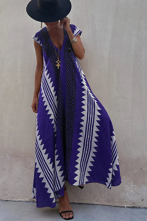 Adreana | Women's Geometric A-Line Summer Maxi Dress