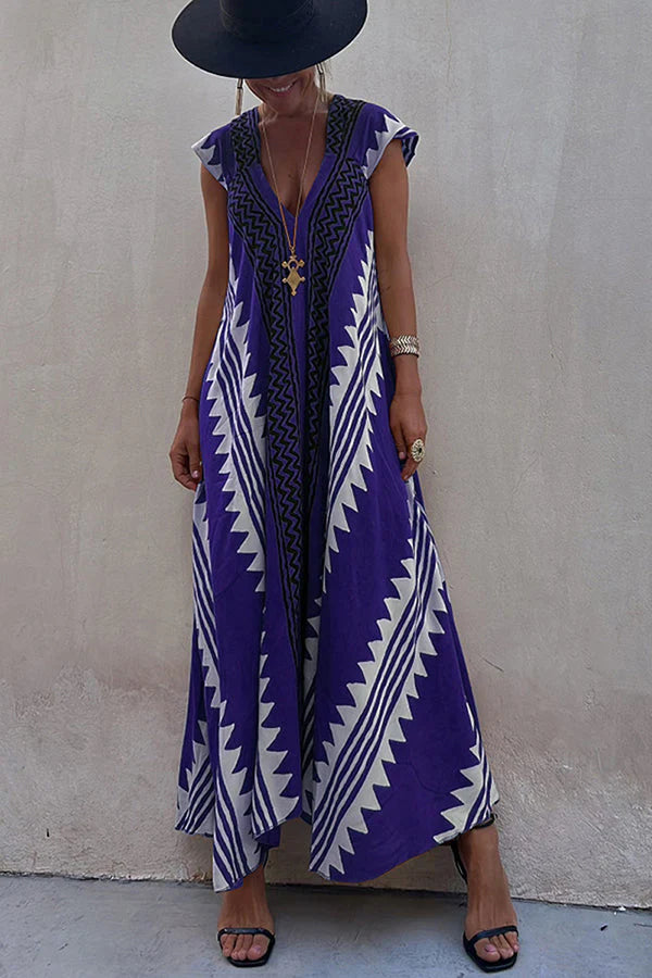 Adreana | Women's Geometric A-Line Summer Maxi Dress