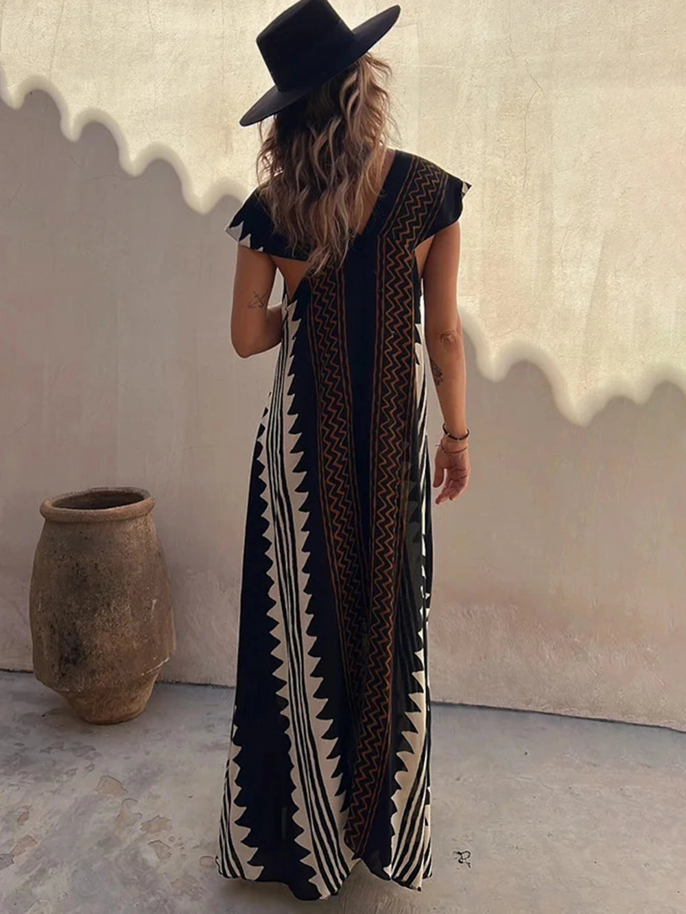 Adreana | Women's Geometric A-Line Summer Maxi Dress
