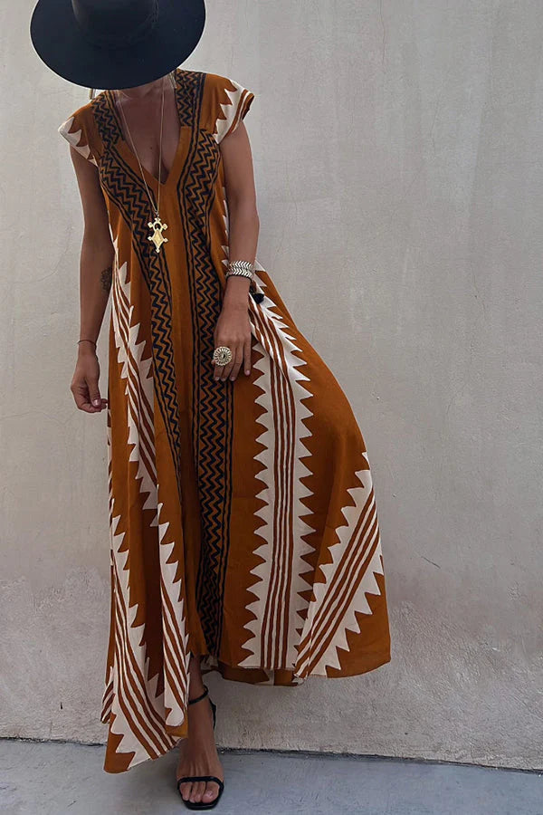 Adreana | Women's Geometric A-Line Summer Maxi Dress