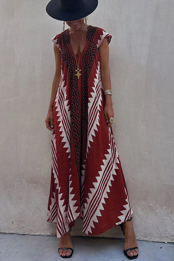 Adreana | Women's Geometric A-Line Summer Maxi Dress