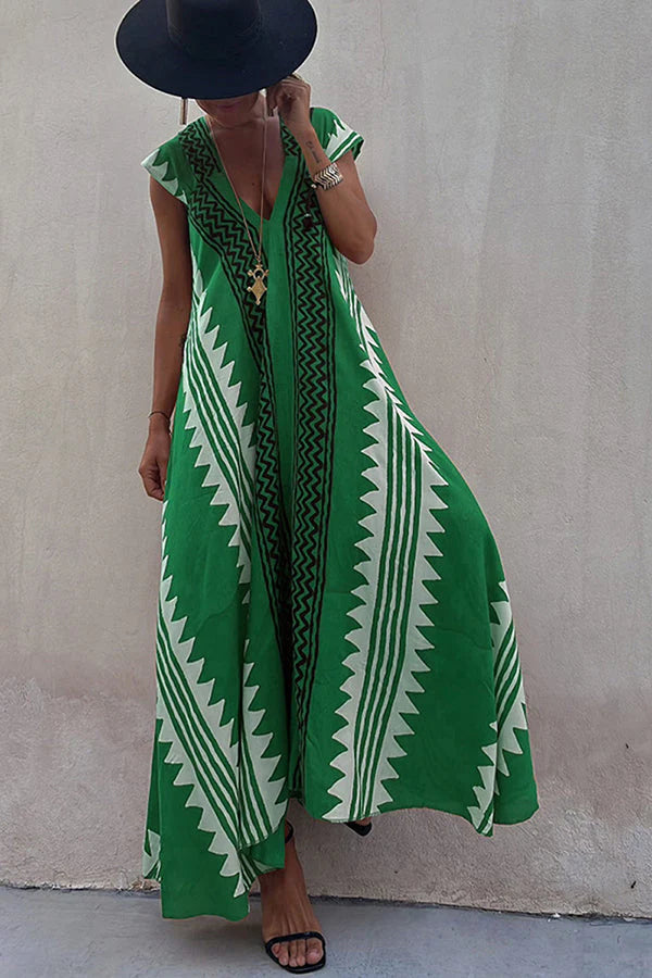 Adreana | Women's Geometric A-Line Summer Maxi Dress