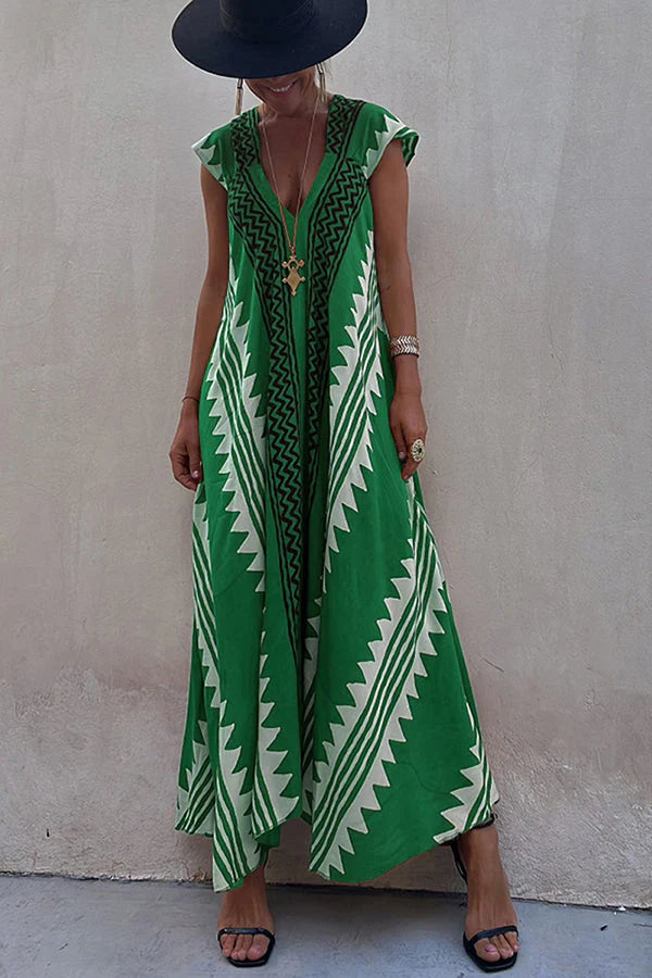 Adreana | Women's Geometric A-Line Summer Maxi Dress