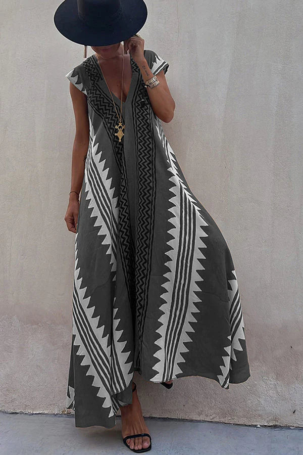 Adreana | Women's Geometric A-Line Summer Maxi Dress