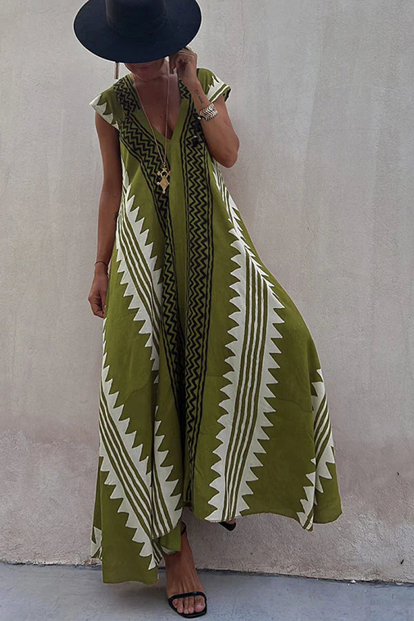 Adreana | Women's Geometric A-Line Summer Maxi Dress