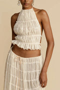 Adria | Women's Tiered Pleated Halter Backless Top