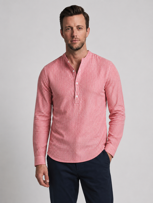 Adriana | Men's Buttoned Stand Collar Long Sleeve Shirt