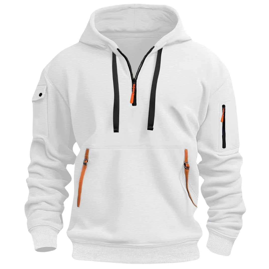 Adrianne | Men's Drawstring Utility Pocket Front Zip Hoodie