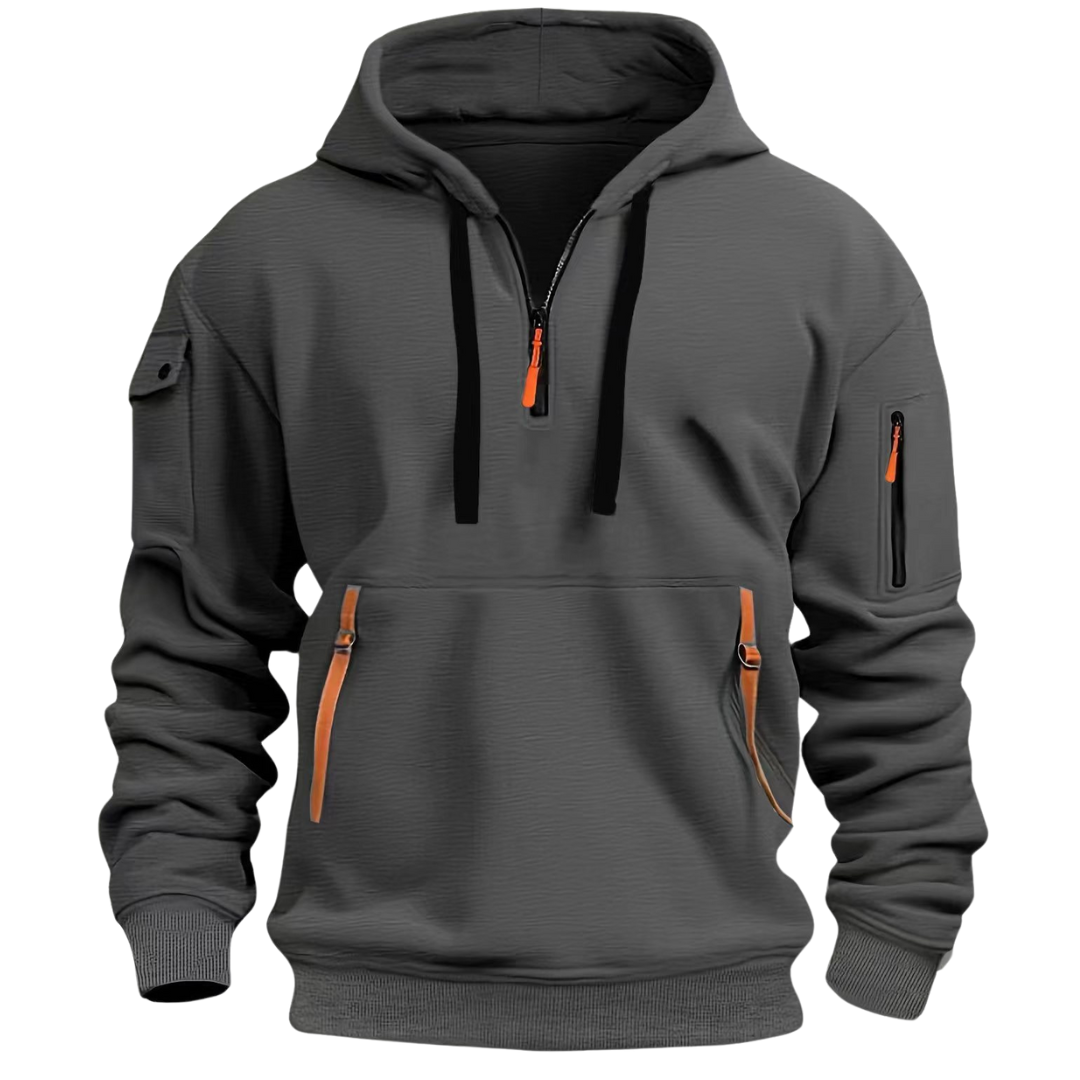 Adrianne | Men's Drawstring Utility Pocket Front Zip Hoodie