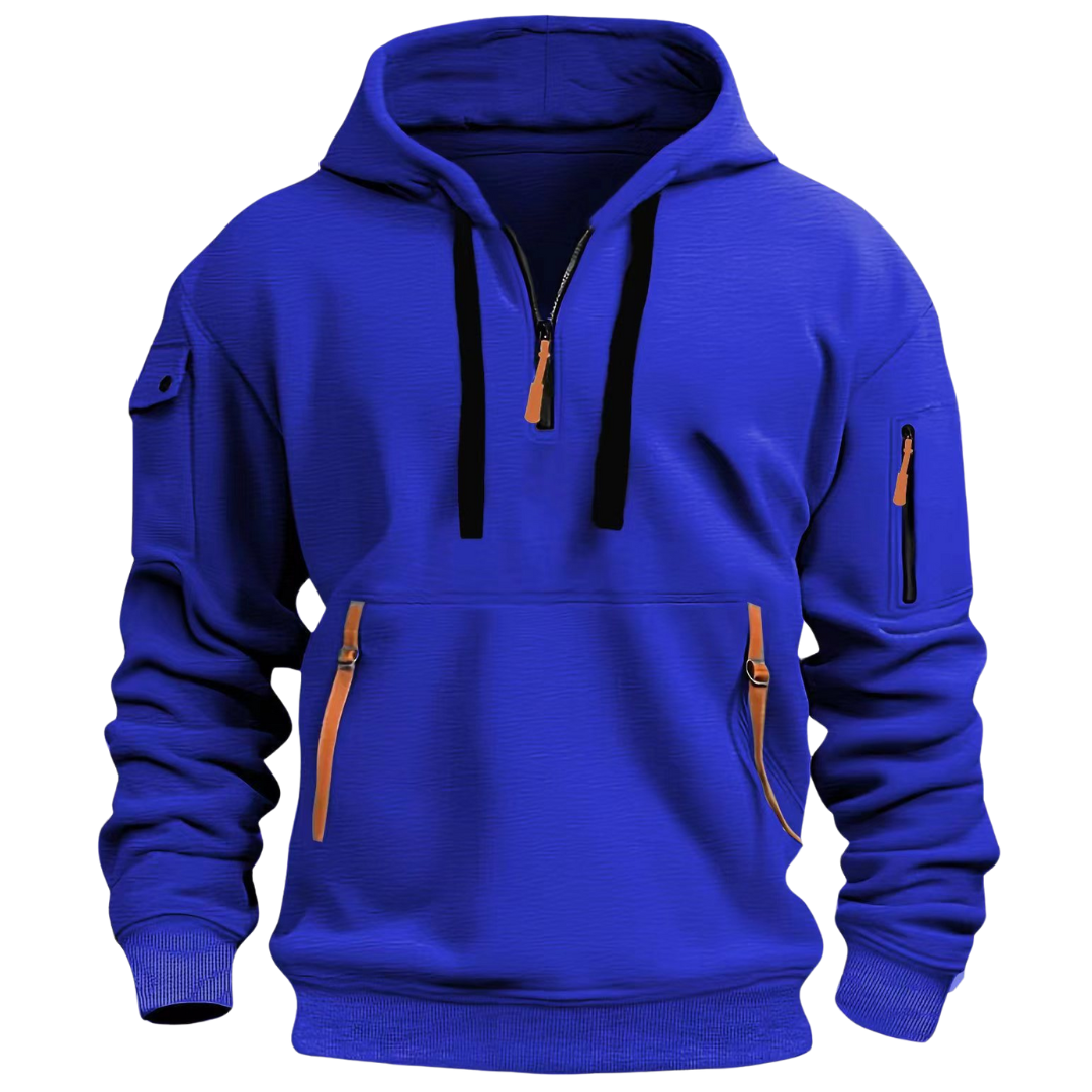 Adrianne | Men's Drawstring Utility Pocket Front Zip Hoodie