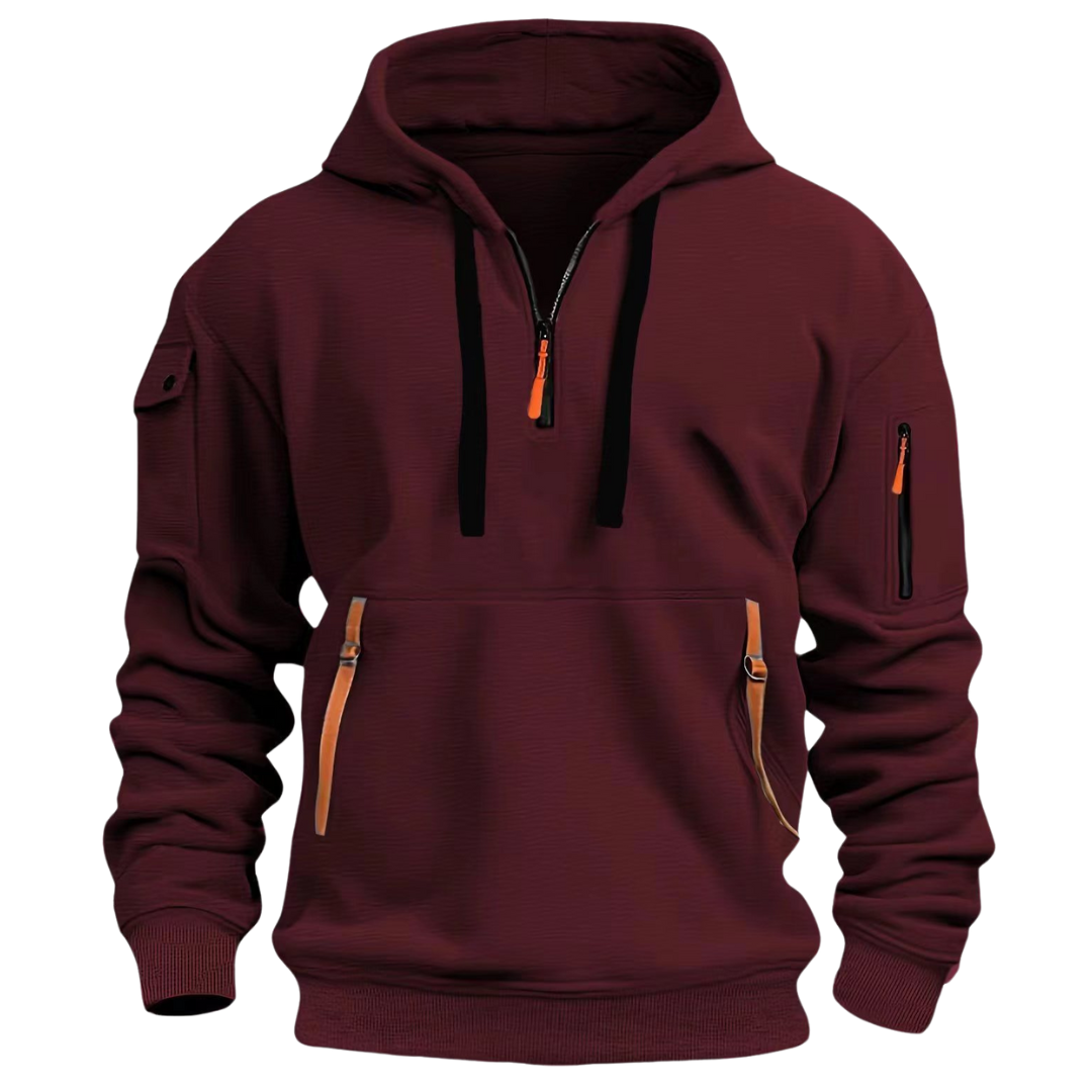 Adrianne | Men's Drawstring Utility Pocket Front Zip Hoodie