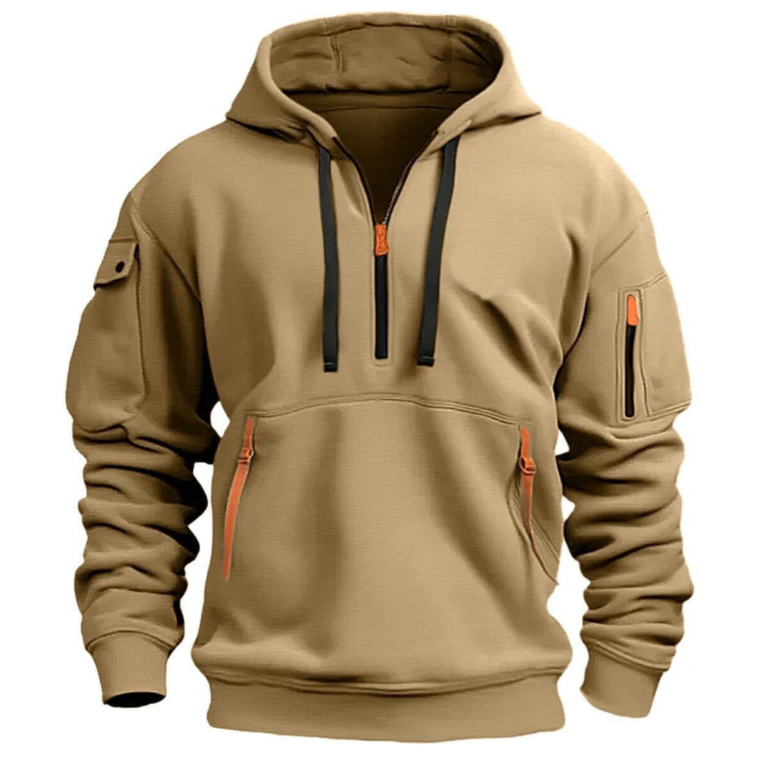Adrianne | Men's Drawstring Utility Pocket Front Zip Hoodie